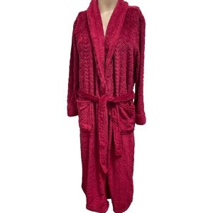 Nicole Miller Fleece Robe Deep Ruby Red Size Medium